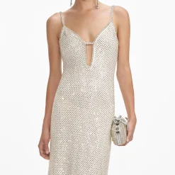 Square Rhinestone Fishnet Maxi Dress^self-portrait Best