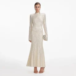 Square Rhinestone Fishnet Midi Dress^self-portrait Outlet