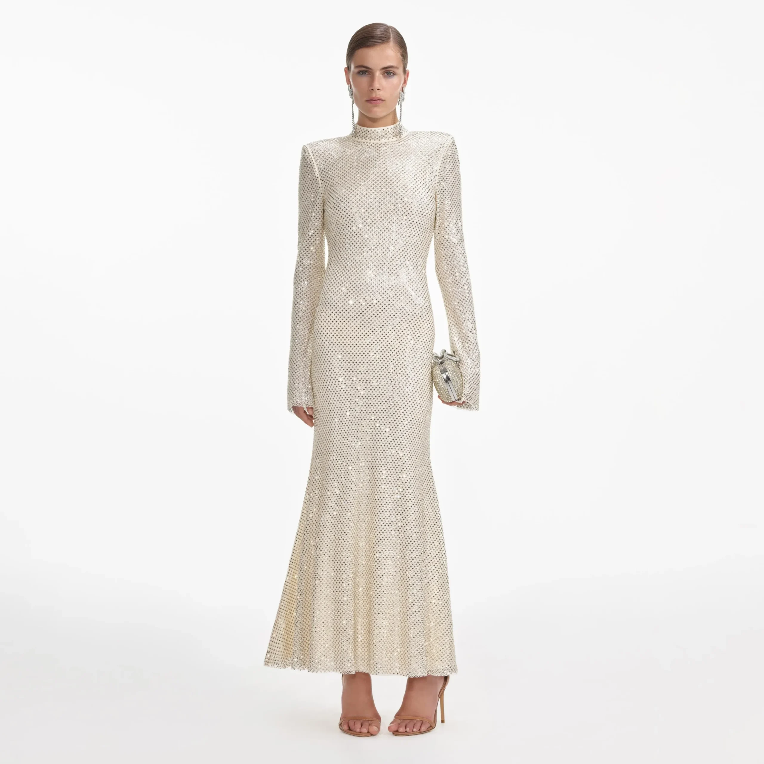 Square Rhinestone Fishnet Midi Dress^self-portrait Outlet