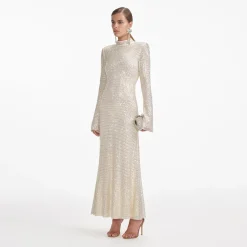 Square Rhinestone Fishnet Midi Dress^self-portrait Outlet