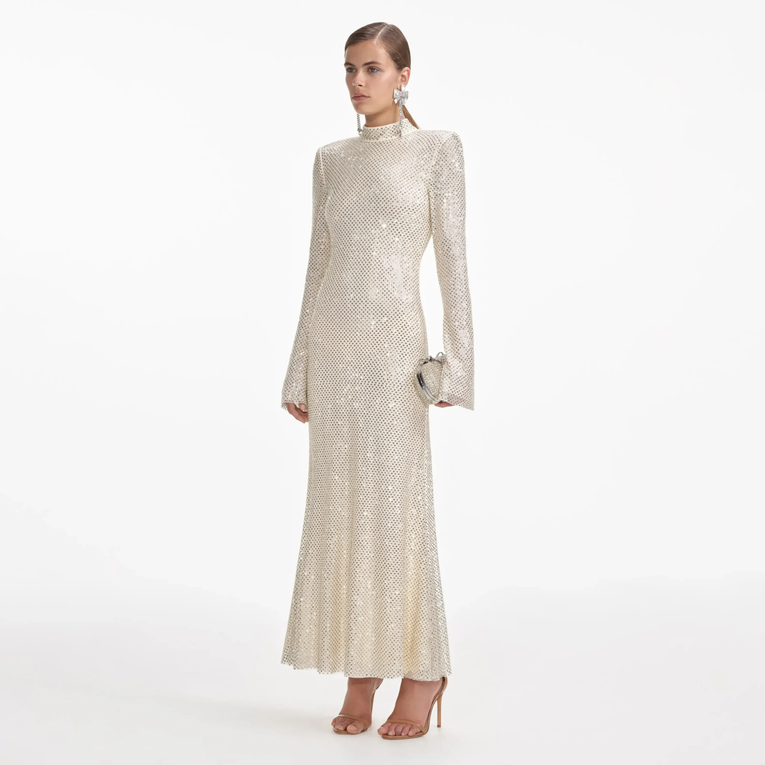 Square Rhinestone Fishnet Midi Dress^self-portrait Outlet