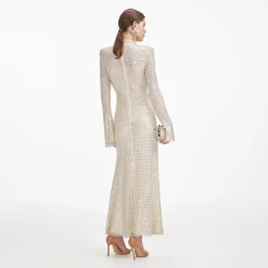 Square Rhinestone Fishnet Midi Dress^self-portrait Outlet