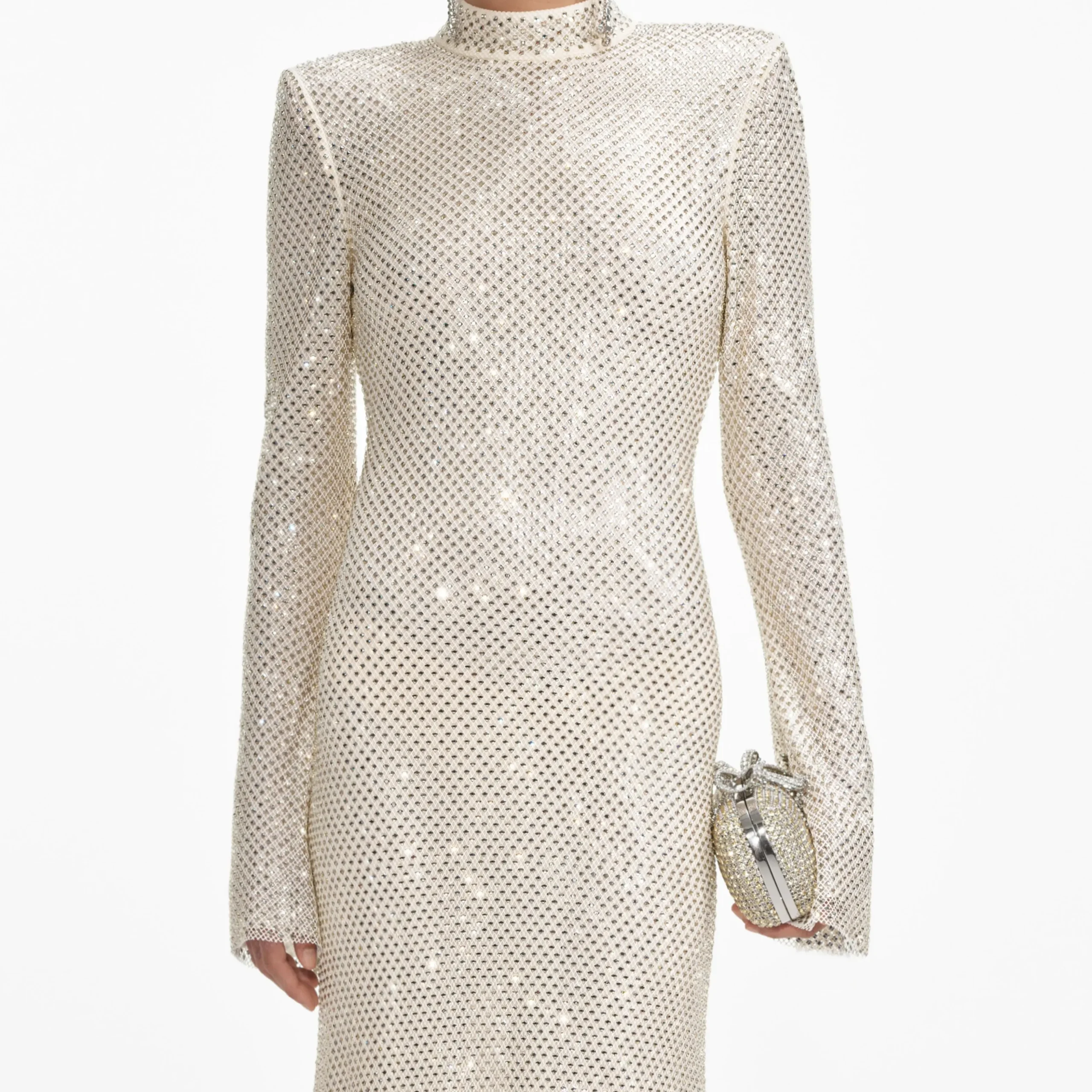 Square Rhinestone Fishnet Midi Dress^self-portrait Outlet