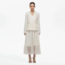 Tailored Bouclé And Chiffon Midi Dress^self-portrait New