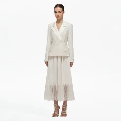 Tailored Bouclé And Chiffon Midi Dress^self-portrait New