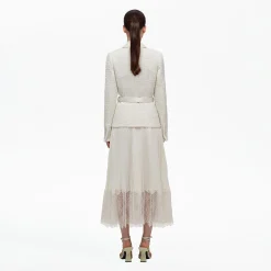 Tailored Bouclé And Chiffon Midi Dress^self-portrait New