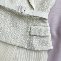 Tailored Bouclé And Chiffon Midi Dress^self-portrait New
