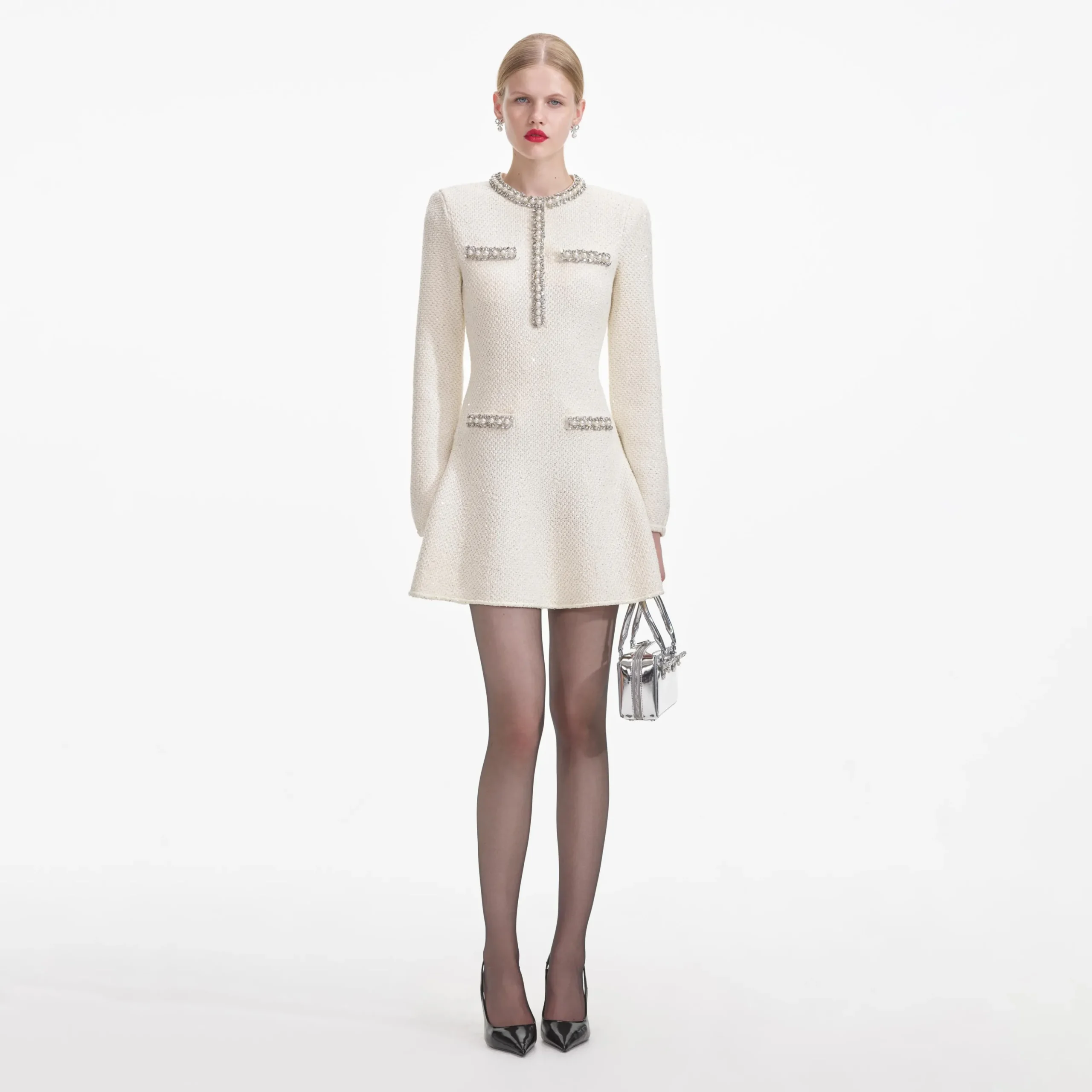 Textured Knit Embellished Mini Dress^self-portrait Online