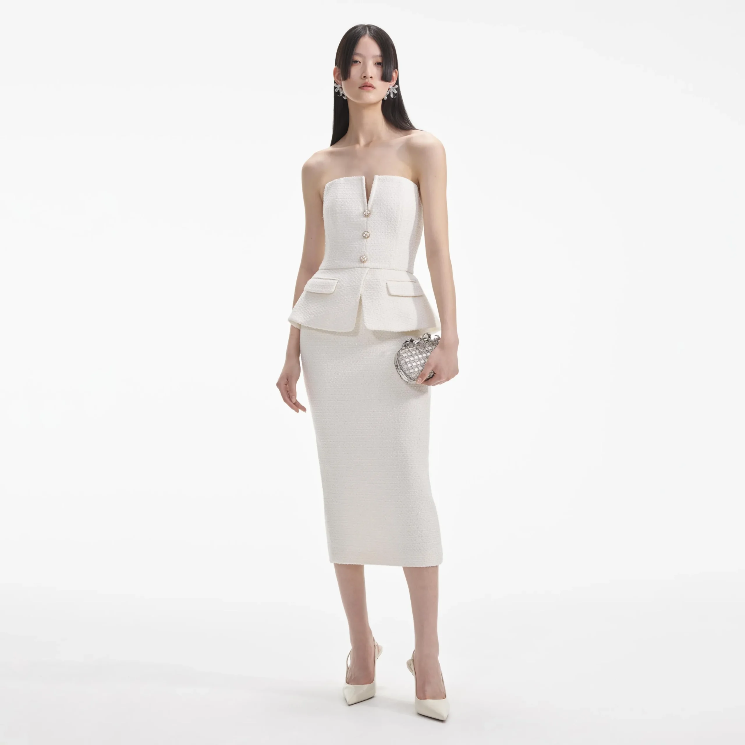 Tinsel Boucle Bandeau Midi Dress^self-portrait Clearance