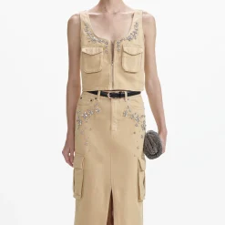 Denim Cargo Maxi Skirt^self-portrait Fashion