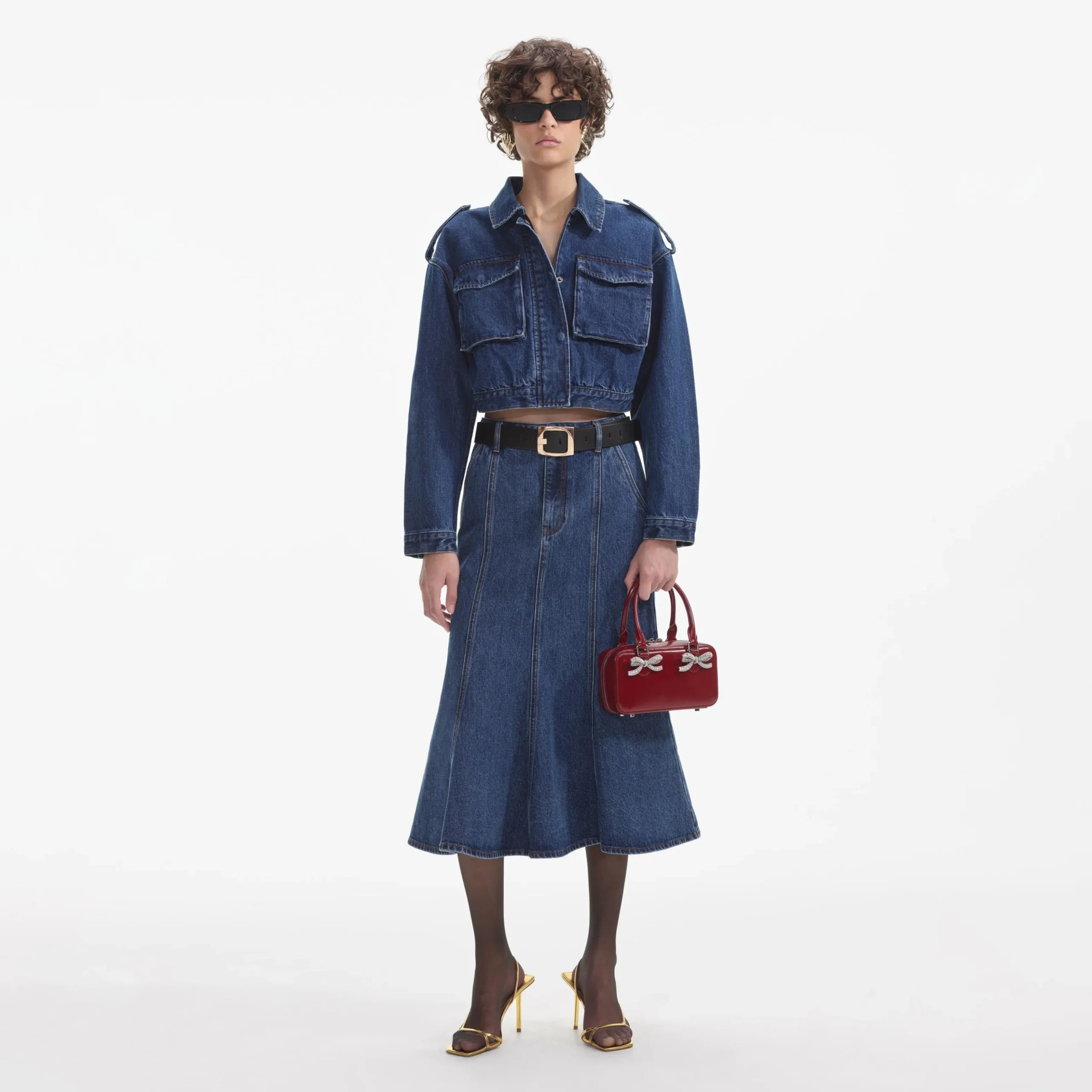 Denim Midi Skirt^self-portrait Store