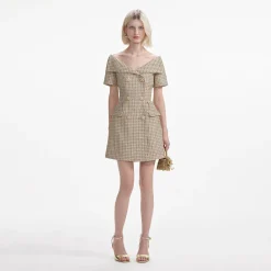Boucle Open Neck Mini Dress^self-portrait Cheap