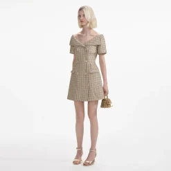 Boucle Open Neck Mini Dress^self-portrait Cheap