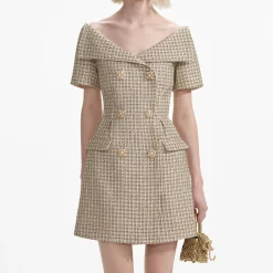 Boucle Open Neck Mini Dress^self-portrait Cheap