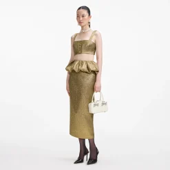 Metallic Jacquard Crop Top^self-portrait Cheap