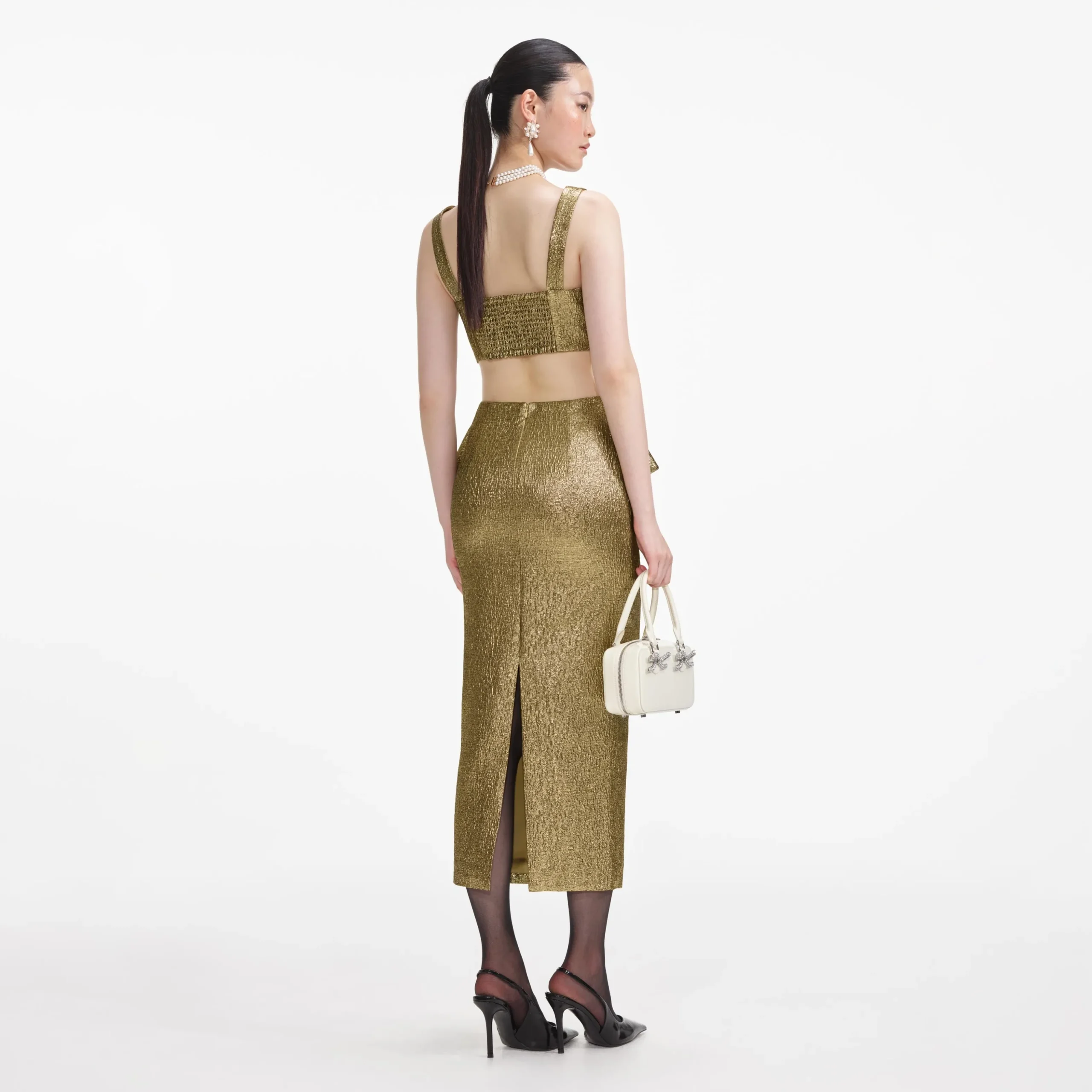 Metallic Jacquard Crop Top^self-portrait Cheap