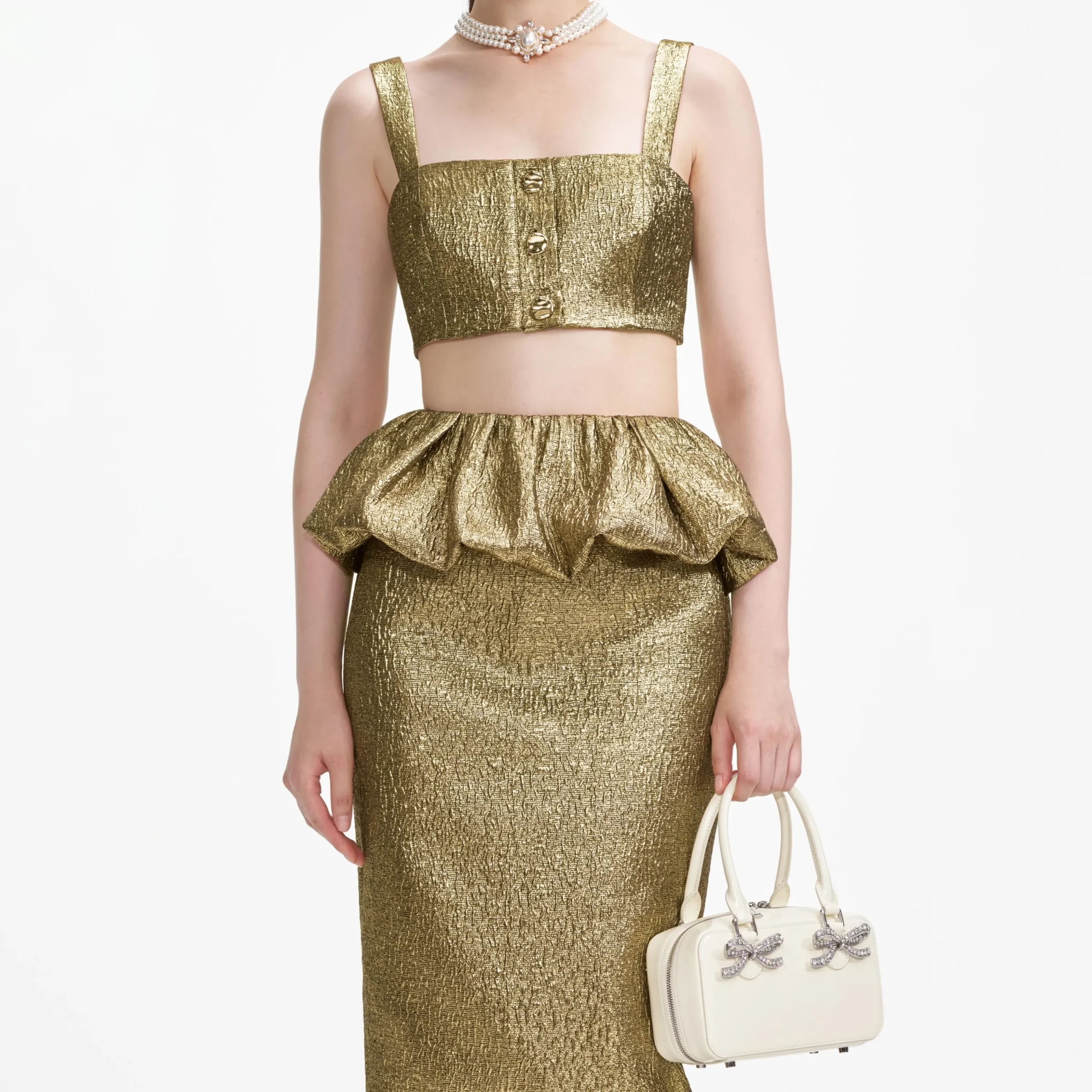 Metallic Jacquard Crop Top^self-portrait Cheap
