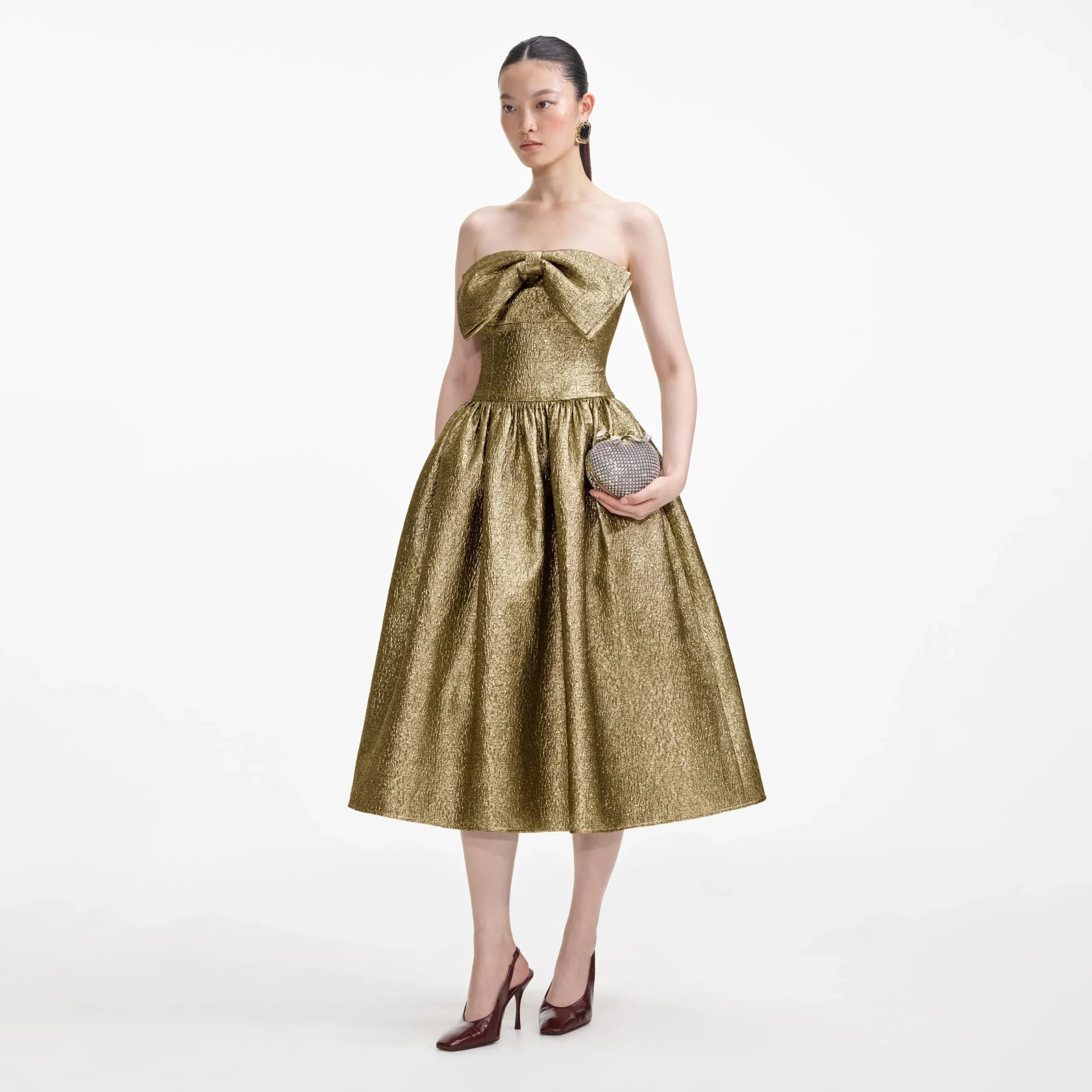 Metallic Jacquard Midi Dress^self-portrait Discount