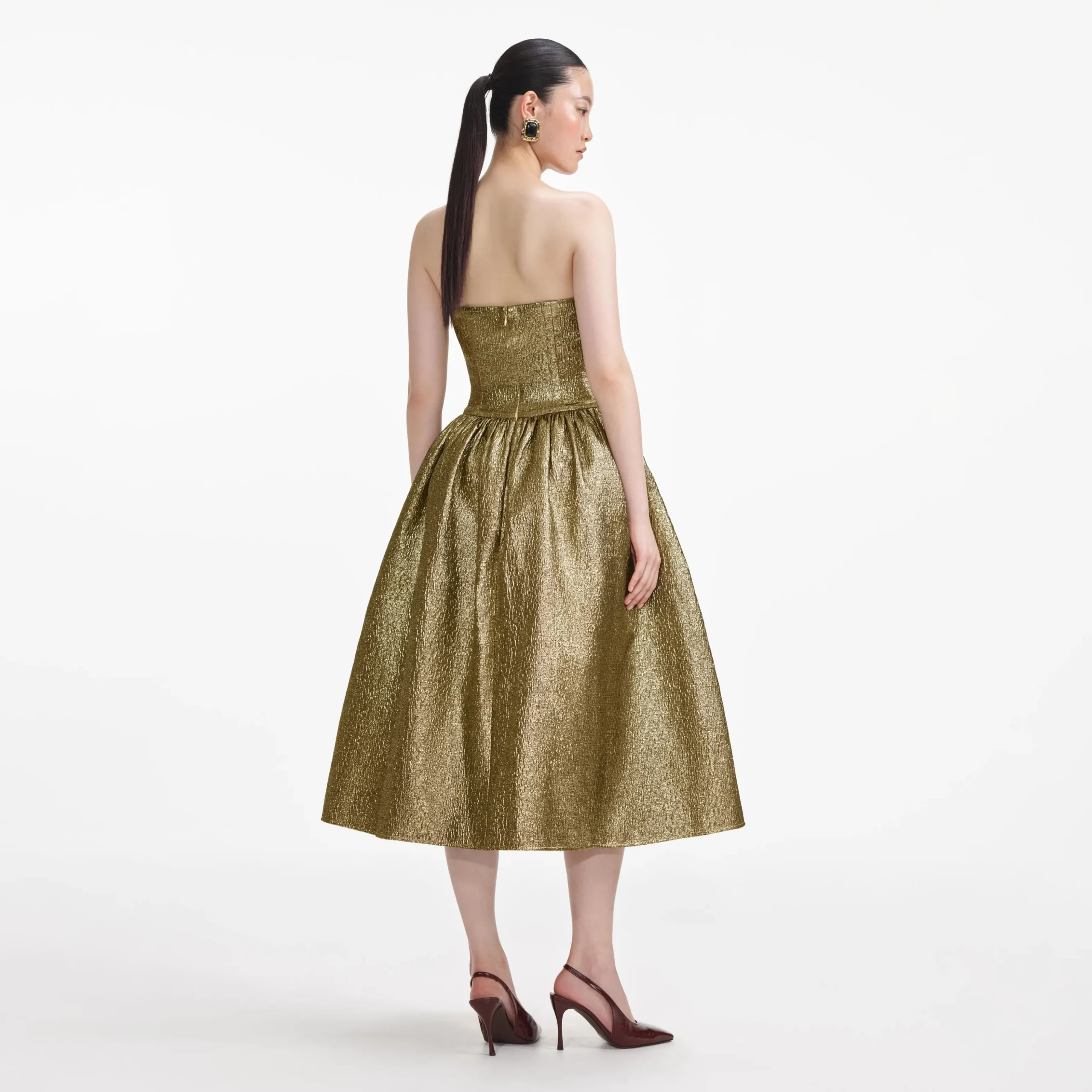 Metallic Jacquard Midi Dress^self-portrait Discount