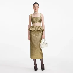 Metallic Jacquard Midi Skirt^self-portrait New