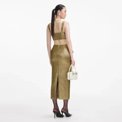 Metallic Jacquard Midi Skirt^self-portrait New