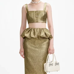 Metallic Jacquard Midi Skirt^self-portrait New