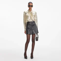 Metallic Pussy Bow Blouse^self-portrait Hot