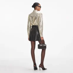 Metallic Pussy Bow Blouse^self-portrait Hot