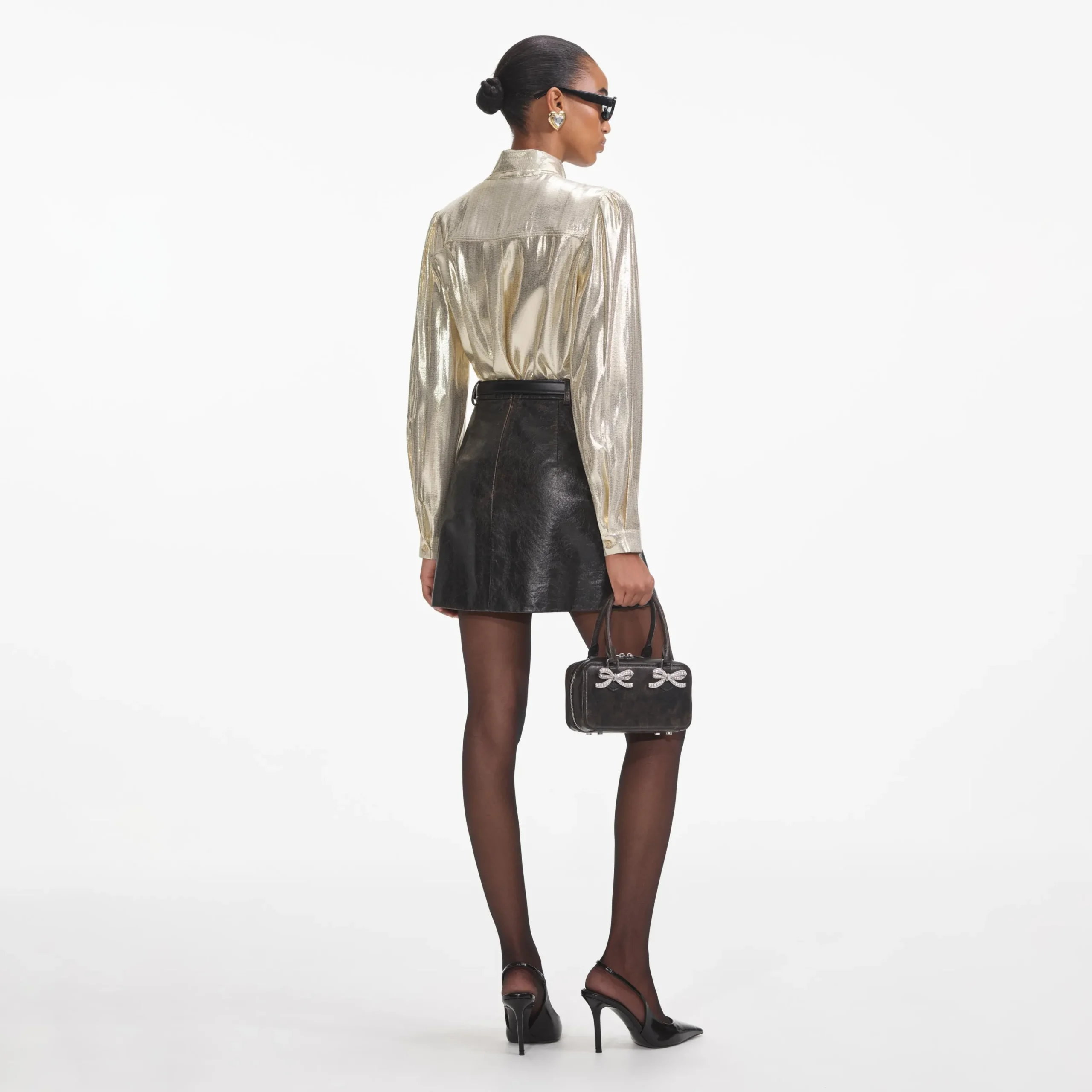 Metallic Pussy Bow Blouse^self-portrait Hot