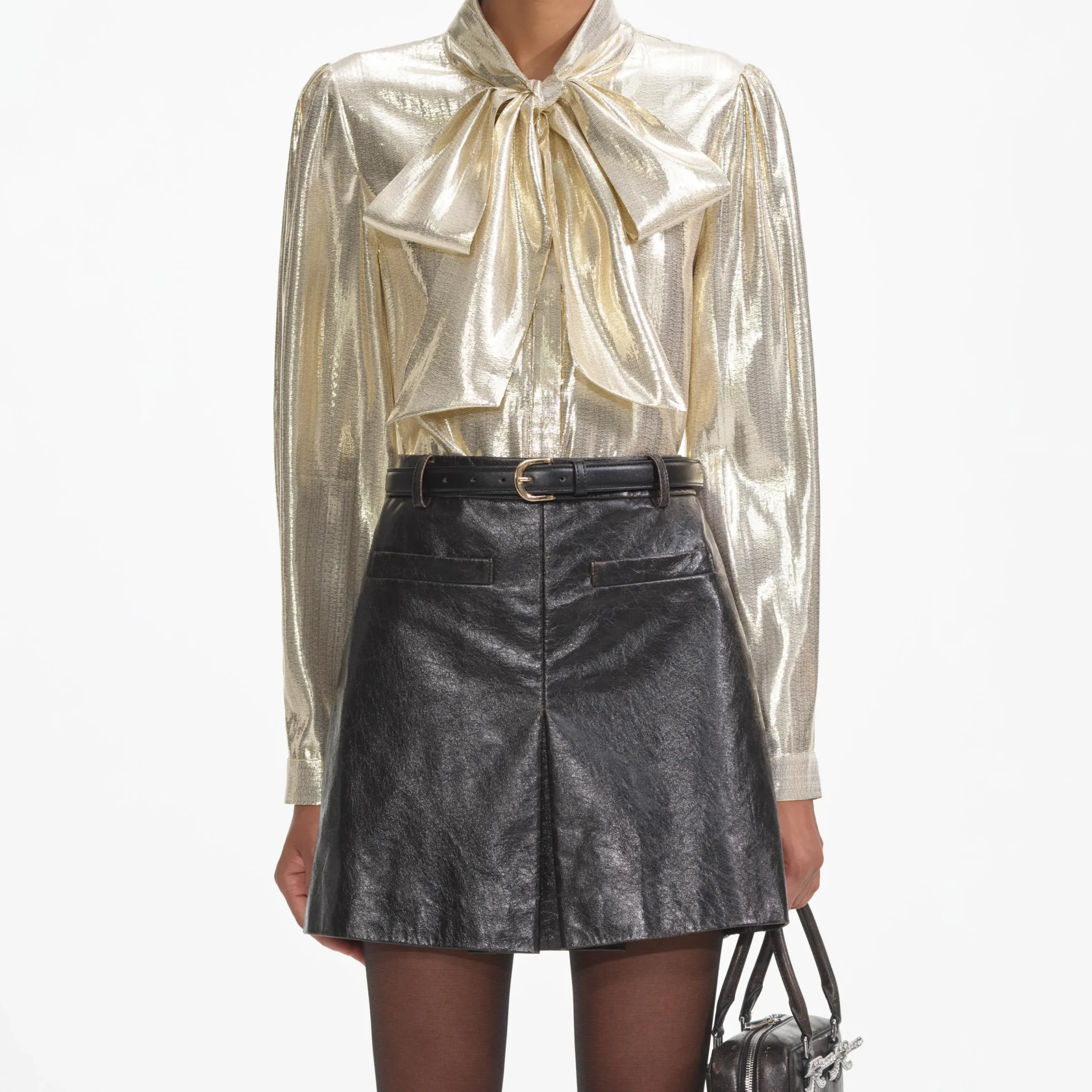 Metallic Pussy Bow Blouse^self-portrait Hot