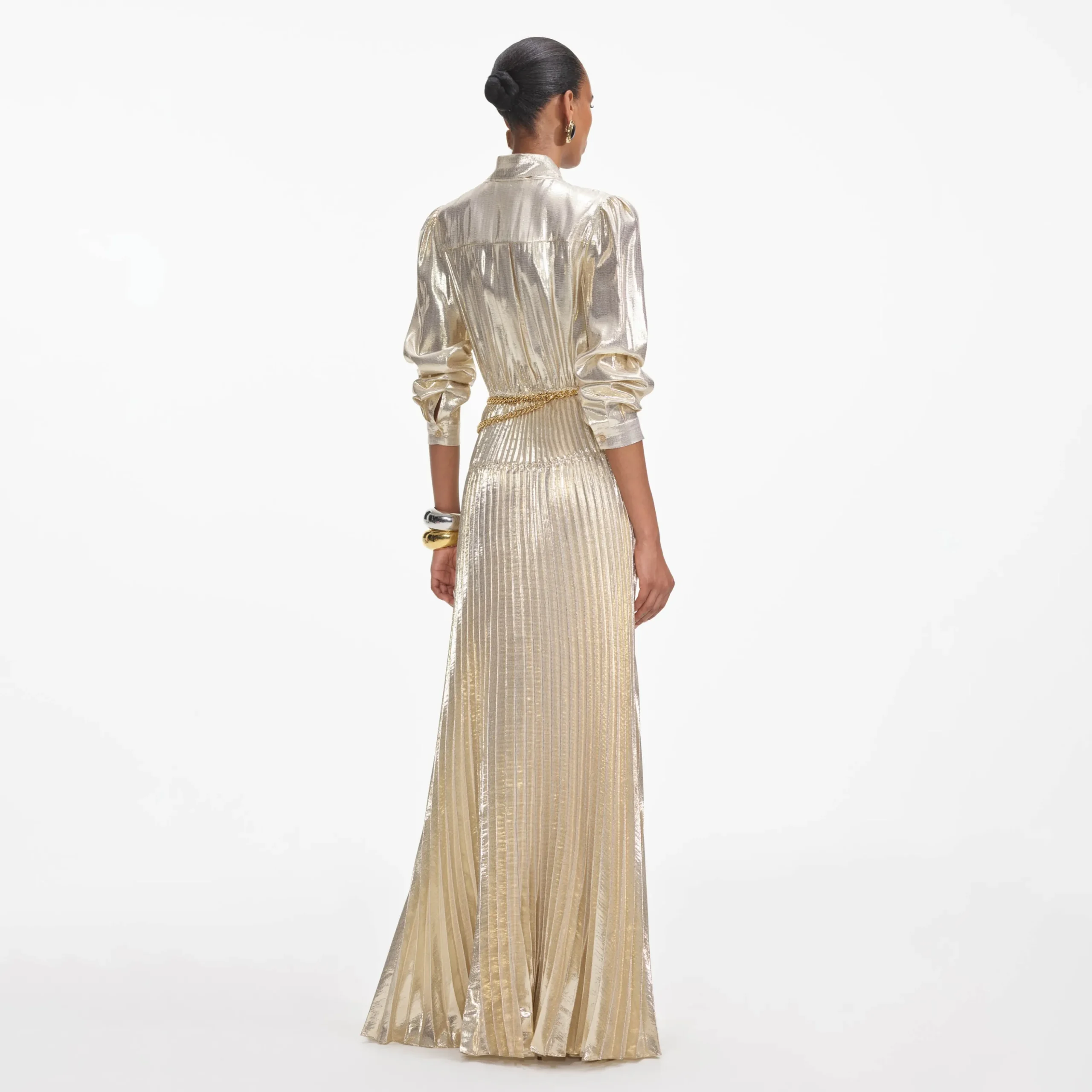 Metallic Pussy Bow Maxi Dress^self-portrait Sale