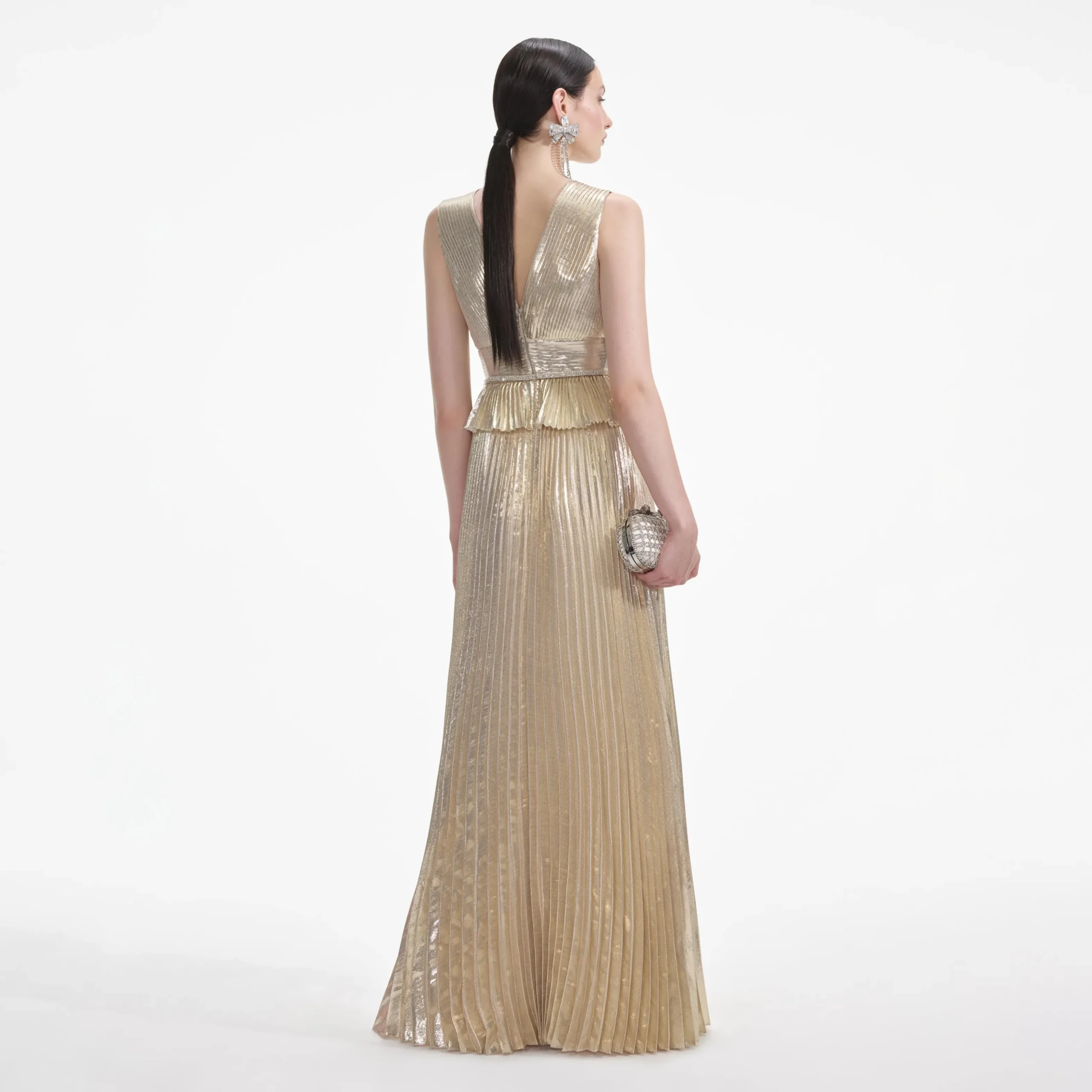 Metallic V-Neck Maxi Dress^self-portrait Clearance