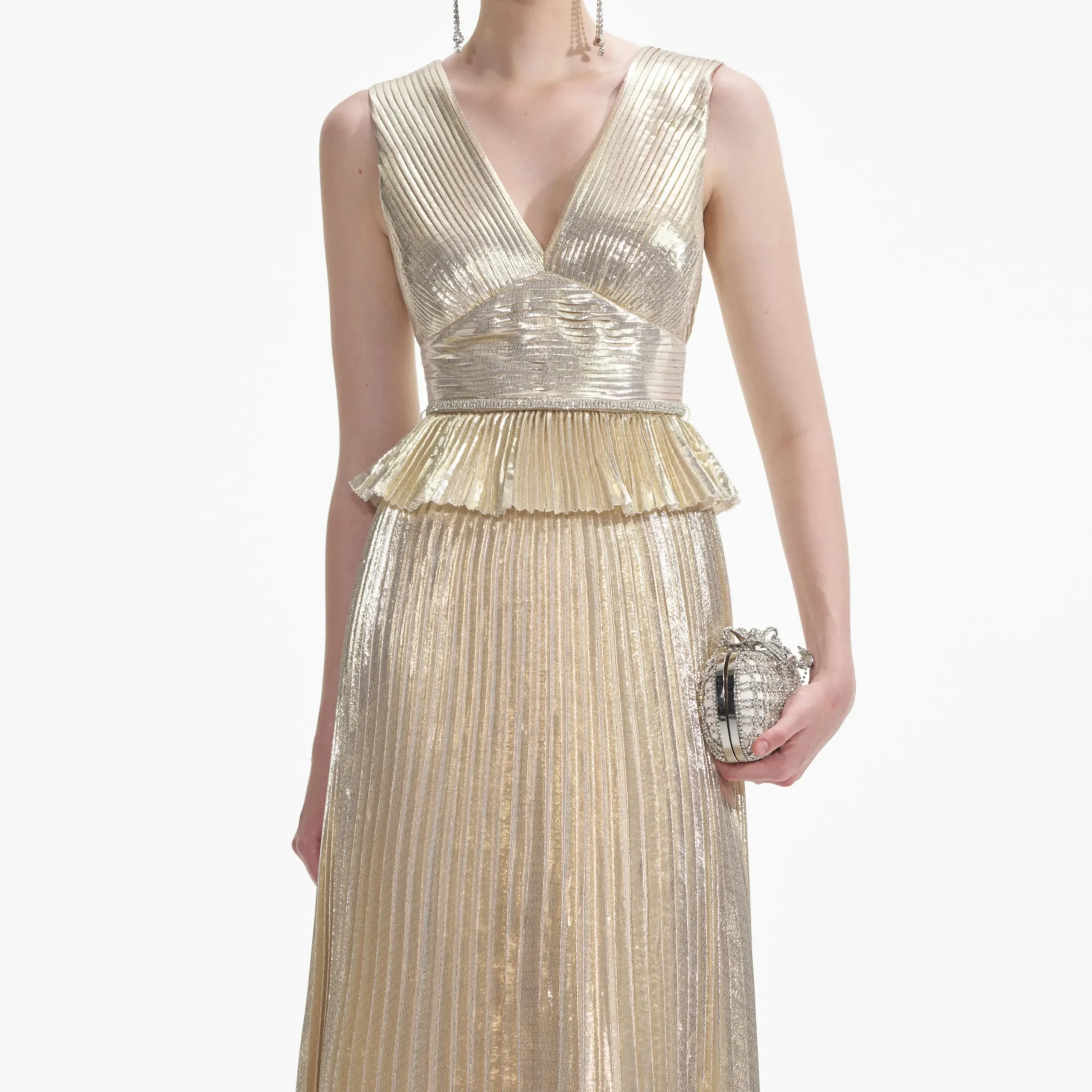 Metallic V-Neck Maxi Dress^self-portrait Clearance
