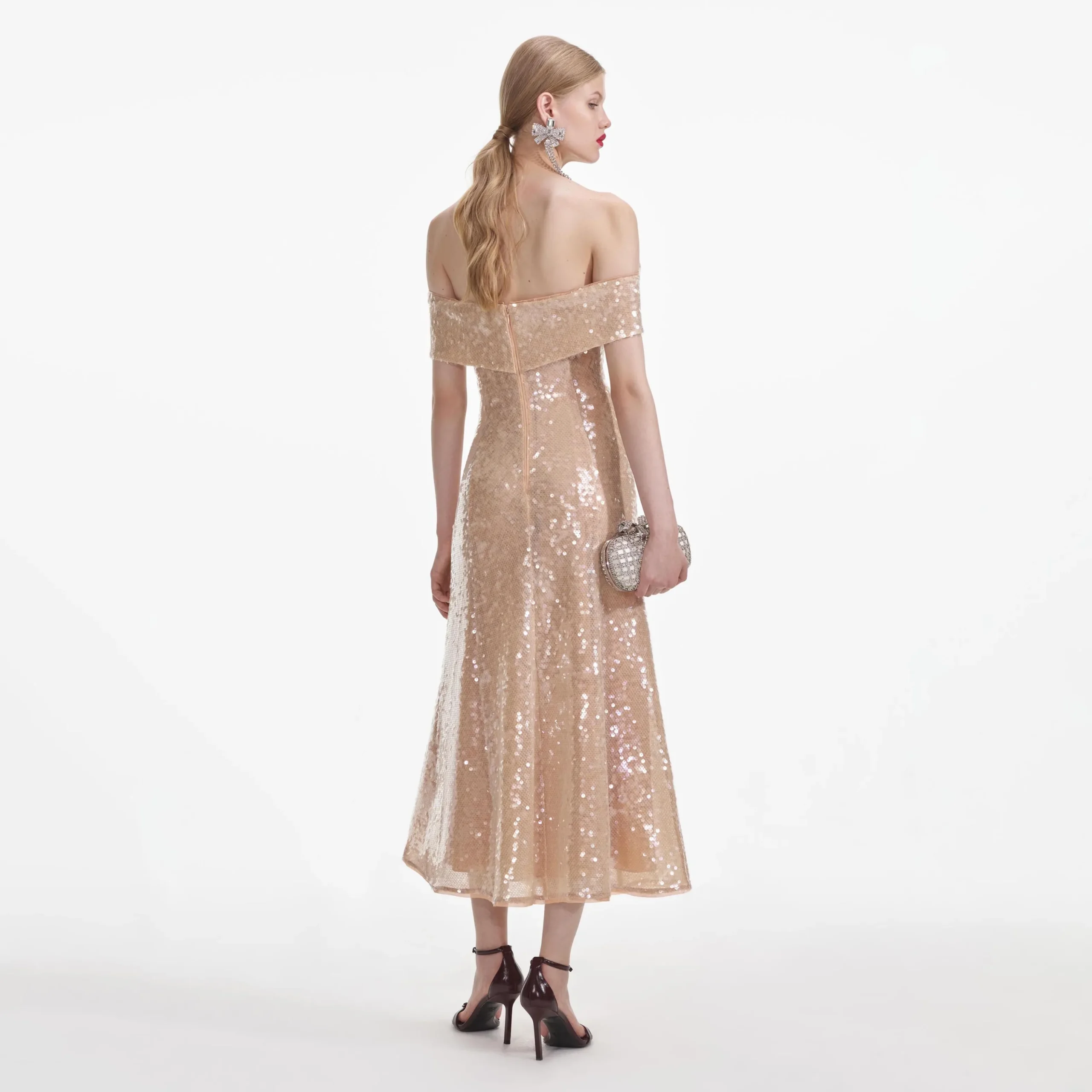 Sequin Off Shoulder Midi Dress^self-portrait New