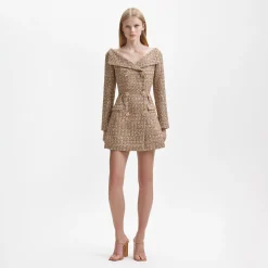 Tinsel Boucle Off Shoulder Mini Dress^self-portrait Cheap