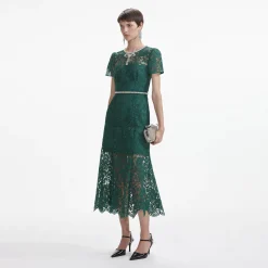 Lace Diamante Bow Midi Dress^self-portrait Best