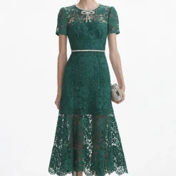 Lace Diamante Bow Midi Dress^self-portrait Best