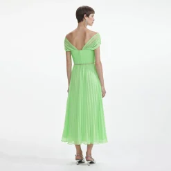 Off Shoulder Chiffon Midi Dress^self-portrait Cheap