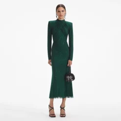 Rhinestone Mesh Midi Dress^self-portrait Best