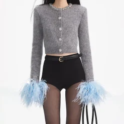 Contrast Feather Cardigan^self-portrait Cheap