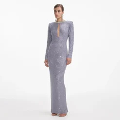 Rhinestone Fishnet Maxi Dress^self-portrait Shop