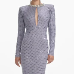Rhinestone Fishnet Maxi Dress^self-portrait Shop