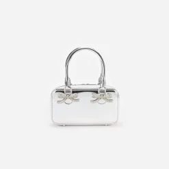 Silver Leather Mini Tote Bag^self-portrait Fashion