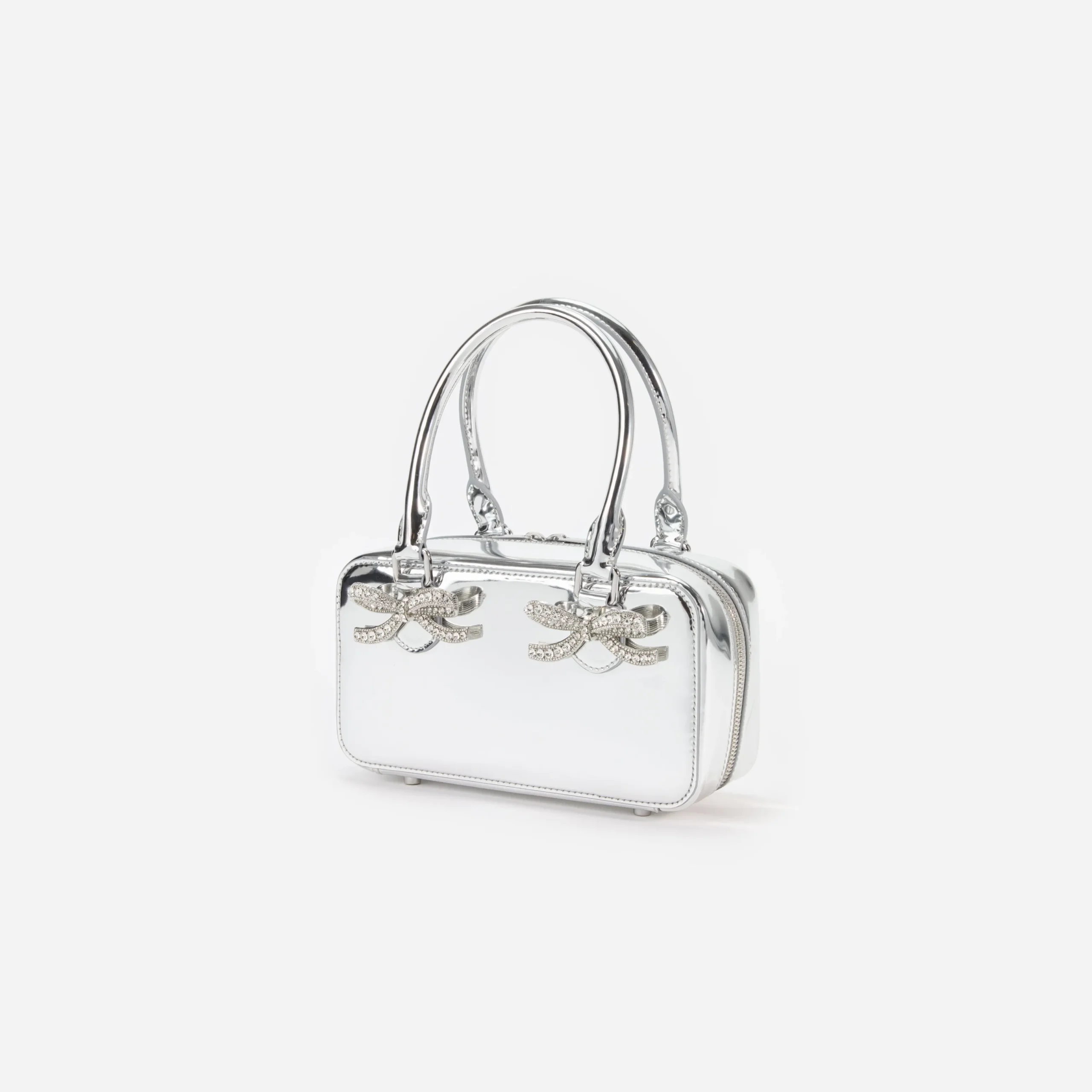 Silver Leather Mini Tote Bag^self-portrait Fashion