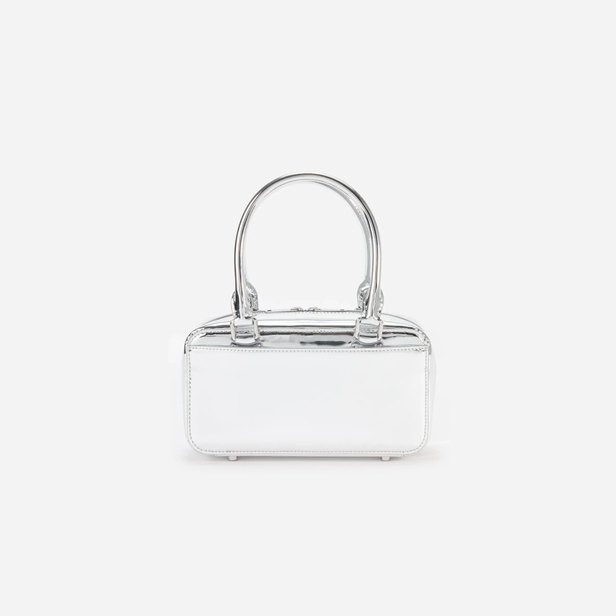 Silver Leather Mini Tote Bag^self-portrait Fashion