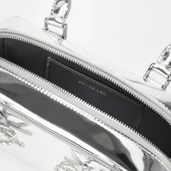 Silver Leather Mini Tote Bag^self-portrait Fashion