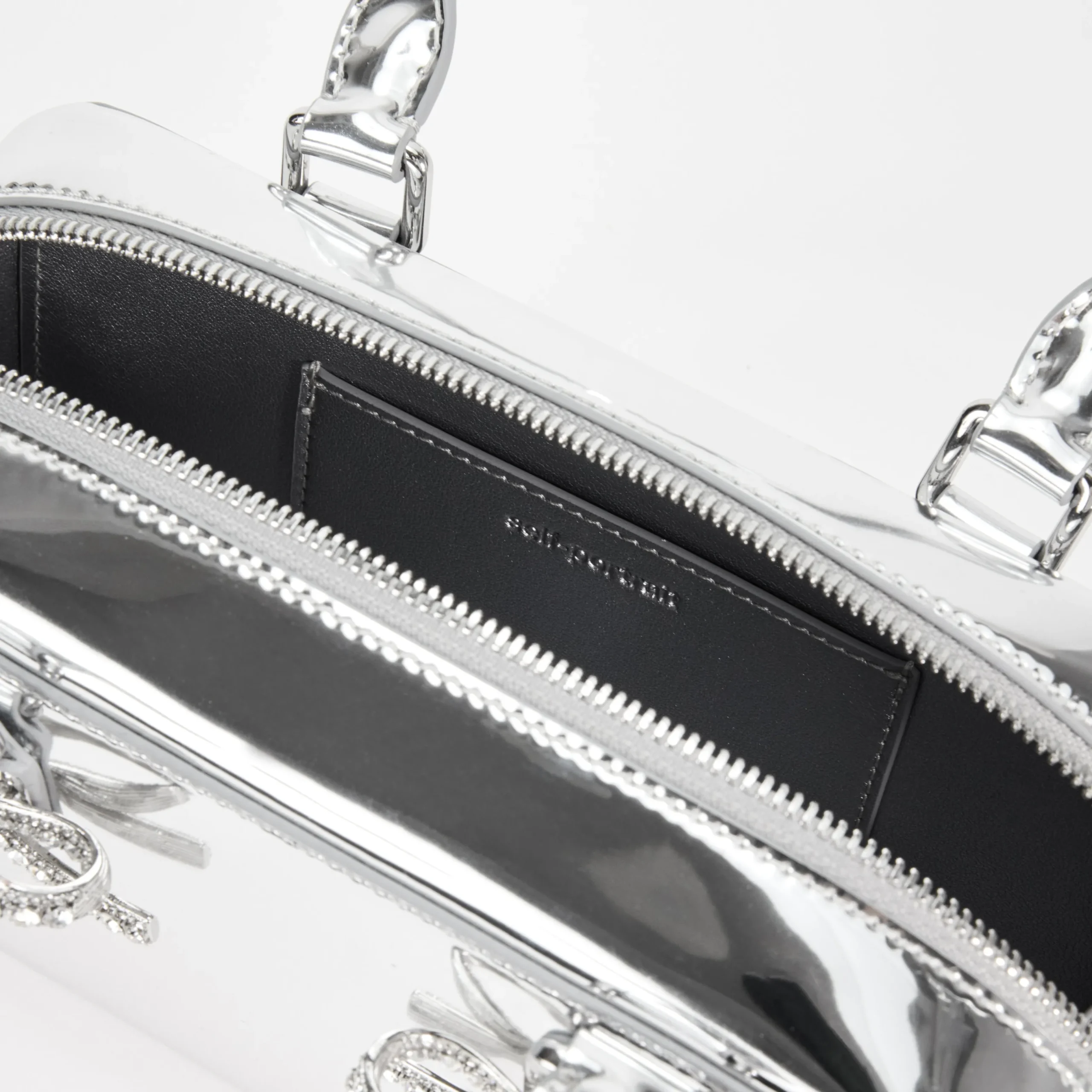 Silver Leather Mini Tote Bag^self-portrait Fashion