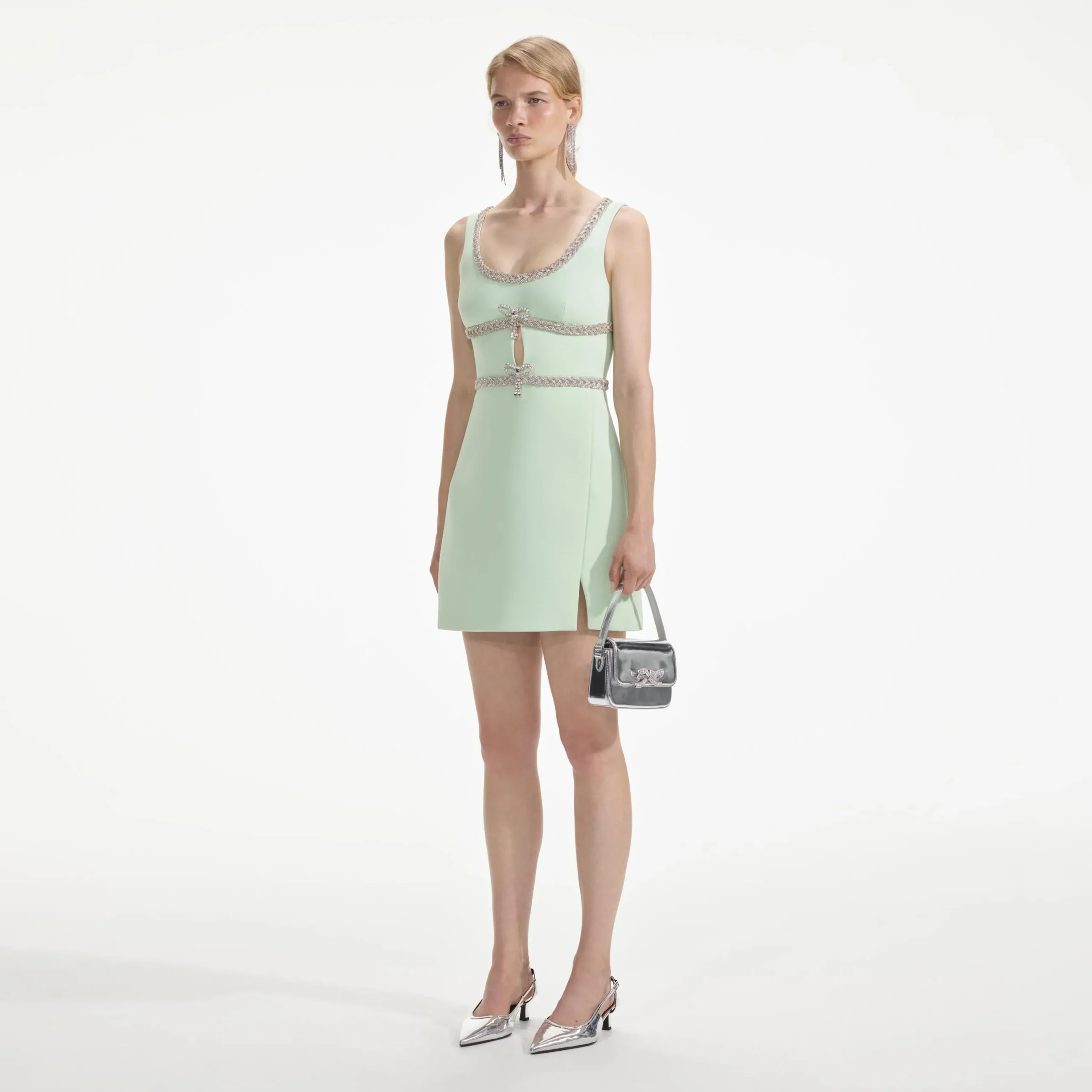 Diamante Bow Trim Mini Dress^self-portrait Store