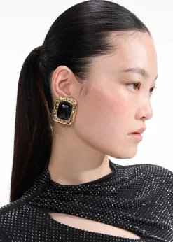 Gold Black Earrings^self-portrait Clearance