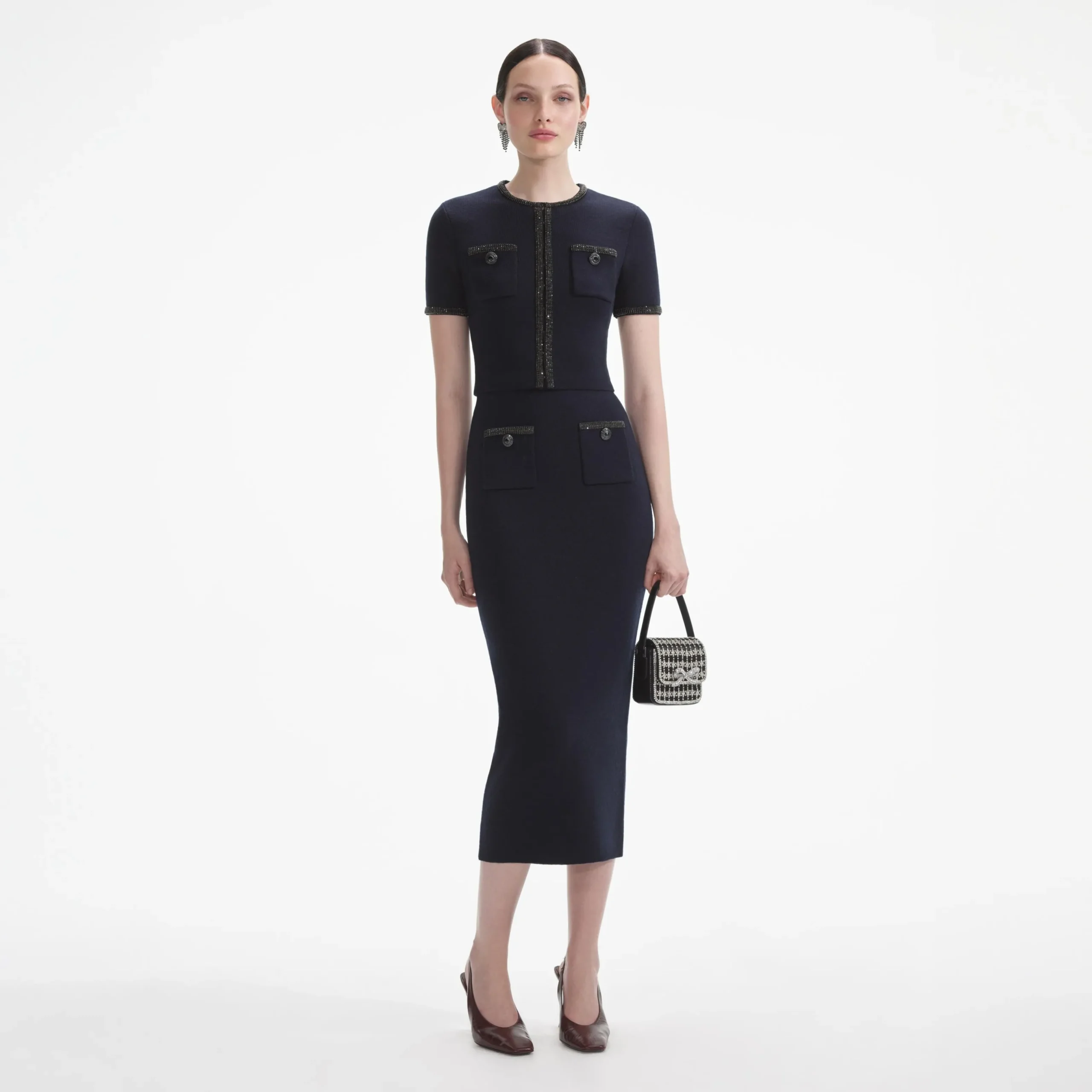 Embellished Knit Midi Skirt^self-portrait New
